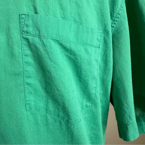 Dries Van Noten Mens Lightweight Cotton Button Up Green Short Sleeve Shirt sz 50 - Picture 6 of 9